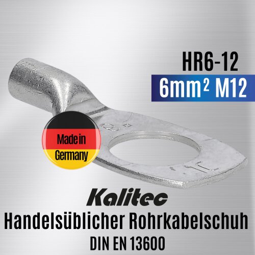 Kalitec HR6-12 Handelsüblicher Rohrkabelschuh 6mm² M12