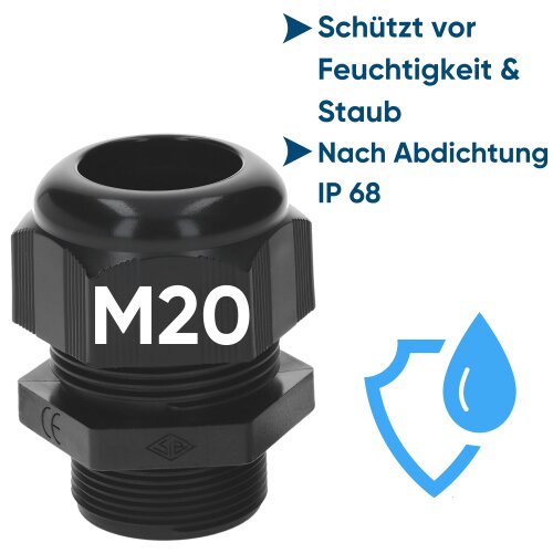 Jetzt kaufen! SIB F8022050 Kunststoff Kabelverschraubung M20 schwarz