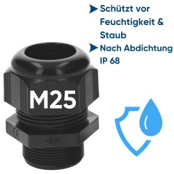 Jetzt kaufen! SIB F8022550 Kunststoff Kabelverschraubung M25 schwarz