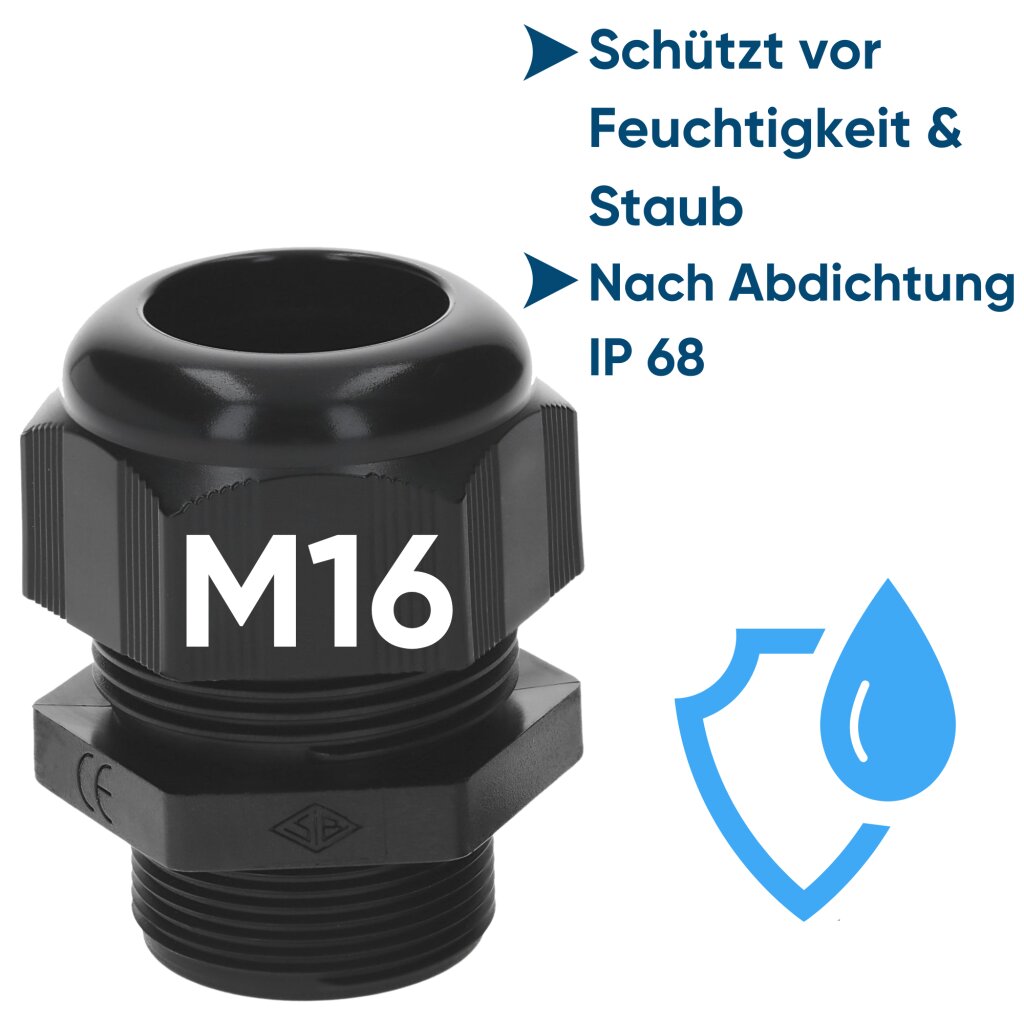 Kabelverschraubungen M16 X 1,5 Mm IP68 30 X M 16 5 - 8 Mm Grau Kabel