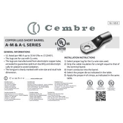 Cembre A5-L8 tube cable lug 90° angled 25mm² M8