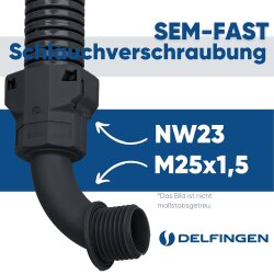 Schlemmer 3805217 racor para manguera SEM-FAST 90° grados NW23/M25 negro