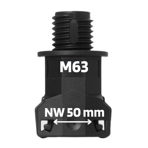 Schlemmer 3805020 racor de manguera SEM-FAST recto NW50/M63 negro
