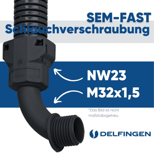 Wellrohrverbinder 90° Grad Bogen kaufen! M32 NW23 schwarz