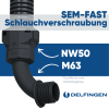 Encaixe de mangueira Schlemmer 3805236 SEM-FAST 90° graus NW50/M63 preto