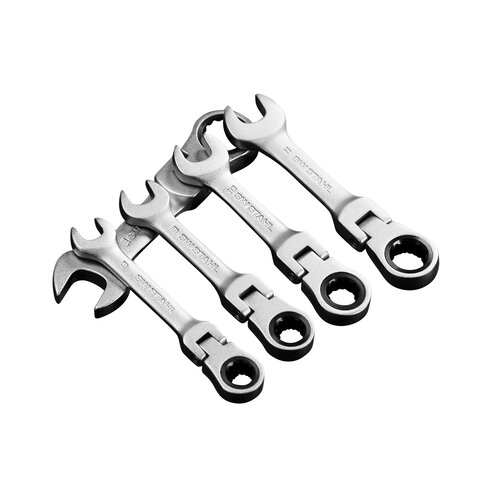 SW-Stahl 03540L Clevis ratchet wrench set, 8-19 mm, with joint, short, 12 pieces