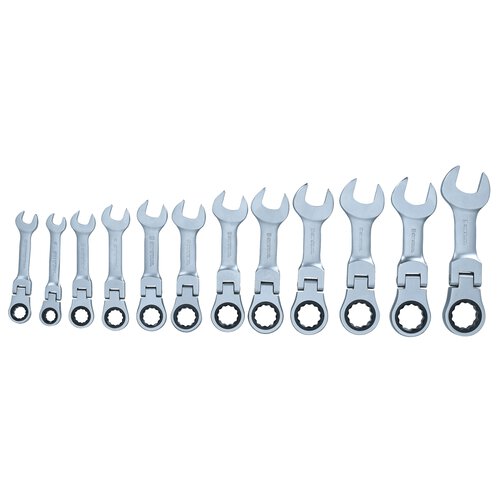 SW-Stahl 03540L Clevis ratchet wrench set, 8-19 mm, with joint, short, 12 pieces