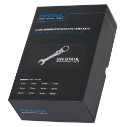 SW-Stahl 03540L Gabelringratschenschlüsselsatz, 8-19 mm, mit Gelenk, kurz, 12-teilig