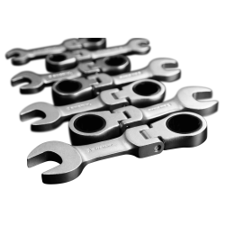 SW-Stahl 03540L Gabelringratschenschlüsselsatz, 8-19 mm, mit Gelenk, kurz, 12-teilig