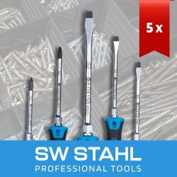 SW-Stahl 32816L Set di cacciaviti da 5 pezzi, antiurto, a taglio + Phillips, 5 pezzi