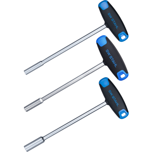 SW-Stahl 02052L T 形手柄套筒扳手套装，六角，8-10-13 毫米，3 件