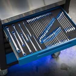 SW-Stahl Z3011-4 Werkstattwagensortiment, Schrauben- und Ratschenschlüssel, 49-teilig