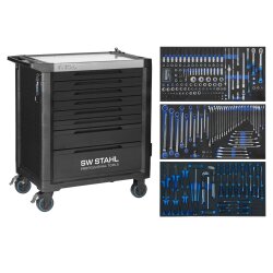 SW-Stahl Z3209 profesionálny dielenský vozík TT802, čierny, vybavený, 304 kusov