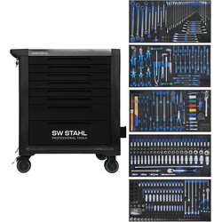 SW-Stahl Z3201 Professional workshop trolley TT802, black, equipped, 434 pieces