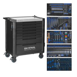 Carrinho de oficina profissional SW-Stahl Z3201 TT802, preto, equipado, 434 peças