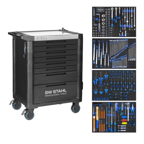 SW-Stahl Z3114 professionele werkplaatswagen TT801, zwart, uitgerust, 246 delig