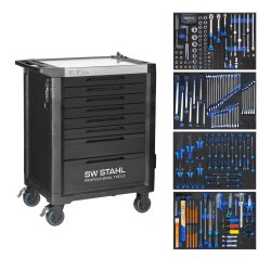SW-Stahl Z3114 professionele werkplaatswagen TT801, zwart, uitgerust, 246 delig