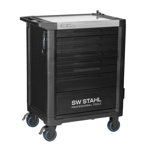 SW-Stahl 07101L profesionālie darbnīcas ratiņi TT801, melni, neaprīkoti