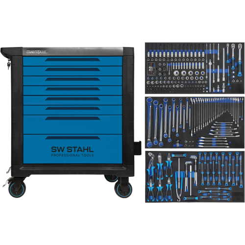 SW-Stahl Z3208 Profi-Werkstattwagen TT802 blau, bestückt, 304-teilig