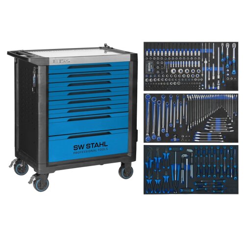 SW-Stahl Z3208 Profi-Werkstattwagen TT802 blau, bestückt, 304-teilig