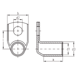 Kalitec KA7-L6 σωληνωτό ωτίο καλωδίου με γωνία 90° 35 mm² M6