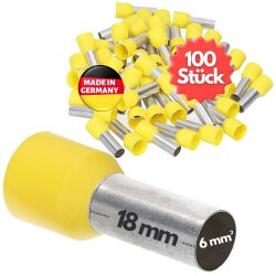 Kalitec AE618GE wire end ferrules insulated 6,0mm² yellow 18mm long / 100 pieces