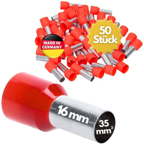 Kalitec AE3516RT GeÃ¯soleerde adereindhulzen 35mmÂ² rood 16mm lang / 50 st.