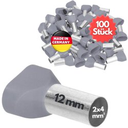 Kalitec AET412GR Twin wire end sleeves 2x4mm² grey...