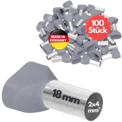 Kalitec AET418GR Twin wire end sleeves 2x4mm² grey...