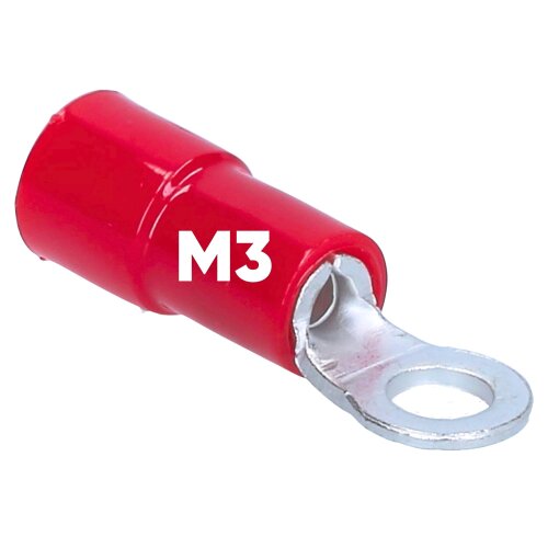 Kalitec RKSRM3 Ringkabelschuh 0,5-1,5mm² isoliert M3 rot
