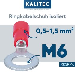 Kalitec RKSRM6 Ringkabelschuh 0,5-1mm² isoliert M6 rot