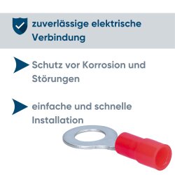 Terminal de cabo anelar Kalitec RKSRM6 0,5-1mm² isolado M6 vermelho / RK06
