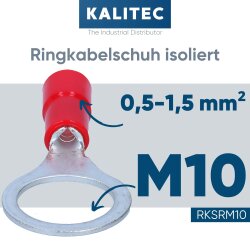 Kalitec RKSRM10 Ringkabelschuh isoliert M10 rot