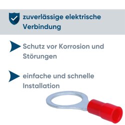 Kalitec RKSRM10 ringkabelschoen 0,5-1mm² geïsoleerd M10 rood