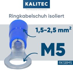 Kalitec RKSBM5 Ringkabelschuh isoliert M5 blau