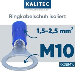 Kalitec RKSBM10 Ringkabelschuh isoliert M10 blau