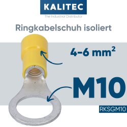 Kalitec RKSGM10 Ringkabelschuh 4- 6mm² isoliert M10...