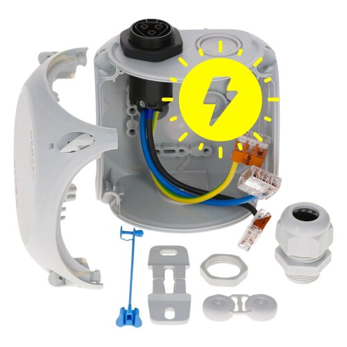 Scatola di connessione per centrale elettrica da balcone con giunto Wieland RST20i3 e terminali Wago