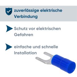 Kalitec GKSBU4 dakšu kabeļa uzgalis izolēts U4 zils
