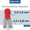 Receptáculo plano Kalitec FHR638 6,3x0,8 vermelho 0,5-1,5mm² parcialmente isolado / FH05