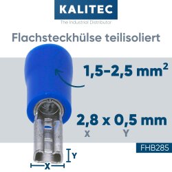 Kalitec FHB285 blade receptacle 2,8x0,5 blue 1,5-2,5mm² partly insulated