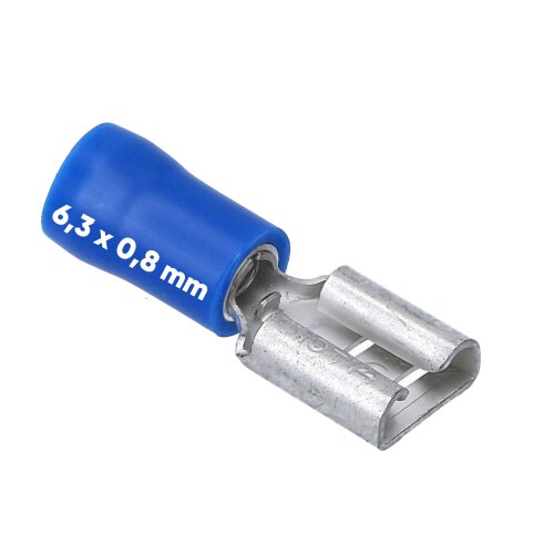 Kalitec FHB638 Flachsteckhülse 6,3x0,8 blau 1,5-2,5mm²  teilisoliert