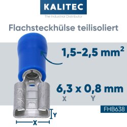 Kalitec FHB638 Flachsteckhülse 6,3x0,8 blau...