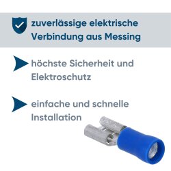 Kalitec FHB638 Flachsteckhülse 6,3x0,8 blau 1,5-2,5mm²  teilisoliert