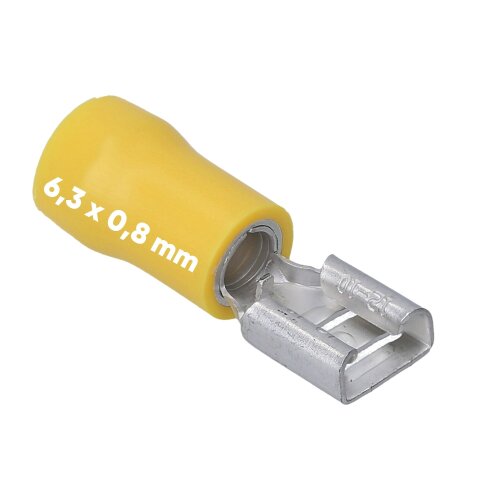 Kalitec FHG638 Flachsteckhülse 6,3x0,8 gelb 4-6mm²  teilisoliert