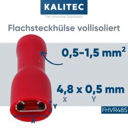 Kalitec FHVR485 Flachsteckhülse 4,8x0,5 rot...