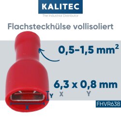 Kalitec FHVR638 Flachsteckhülse 6,3x0,8 rot...