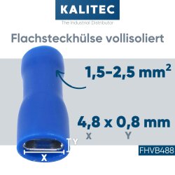 Kalitec FHVB488 Flachsteckhülse 4,8x0,8 blau 1,5-2,5mm² vollisoliert