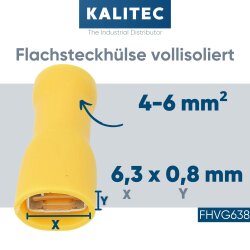 Kalitec FHVG638 Flachsteckhülse 6,3x0,8 gelb...