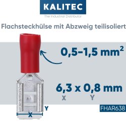 Kalitec FHAR638 Flachsteckhülse mit Abzweig 6,3x0,8...